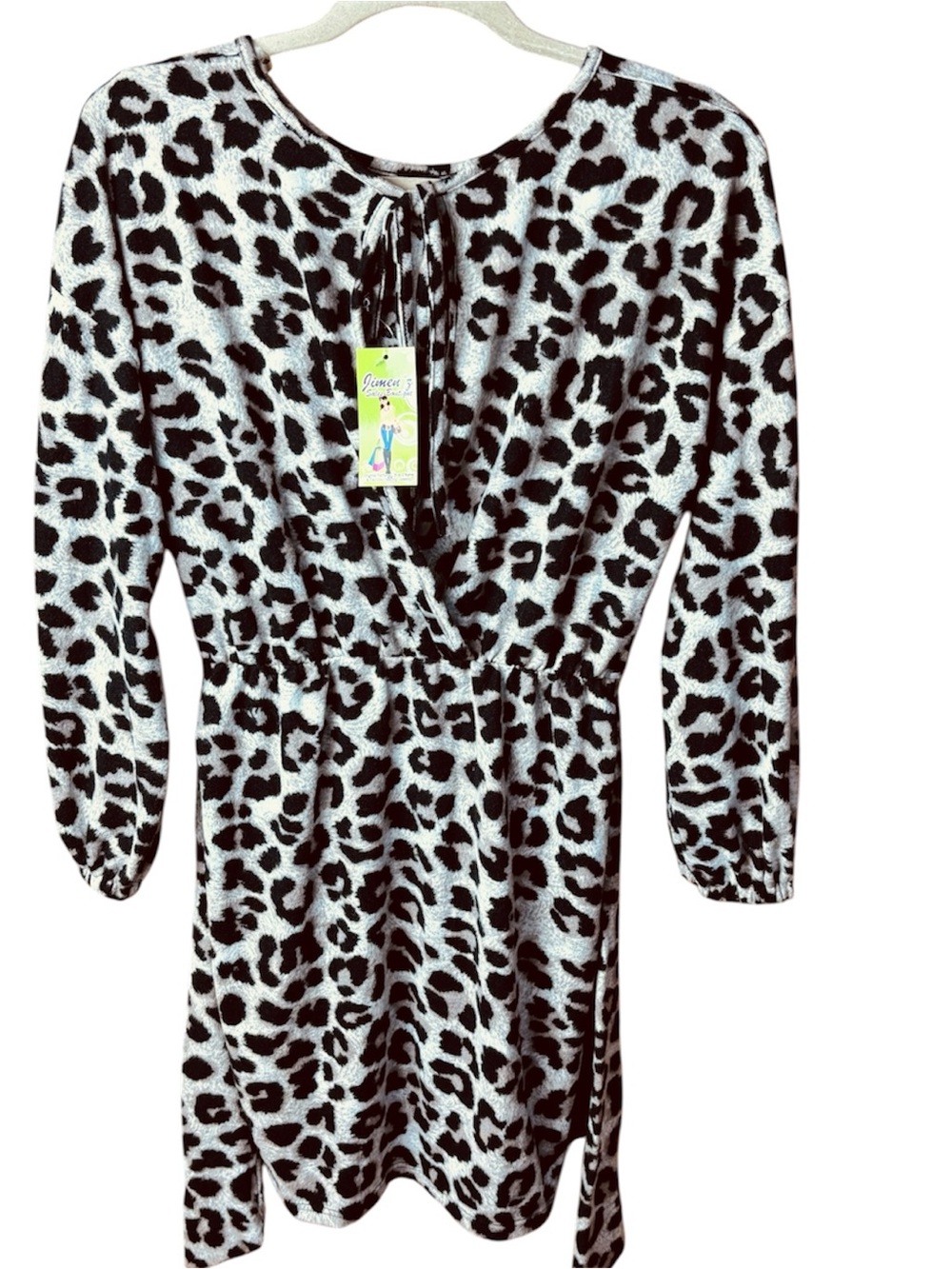 Women's Papermoon leopard-print long-sleeve Mini dress in soft polyester.